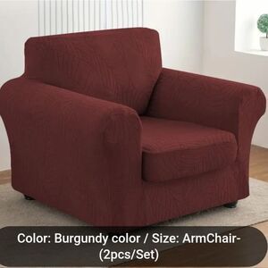 LEXFORT 2 Pieces Club Chair Slipcover Leaf Jacquard Stretch